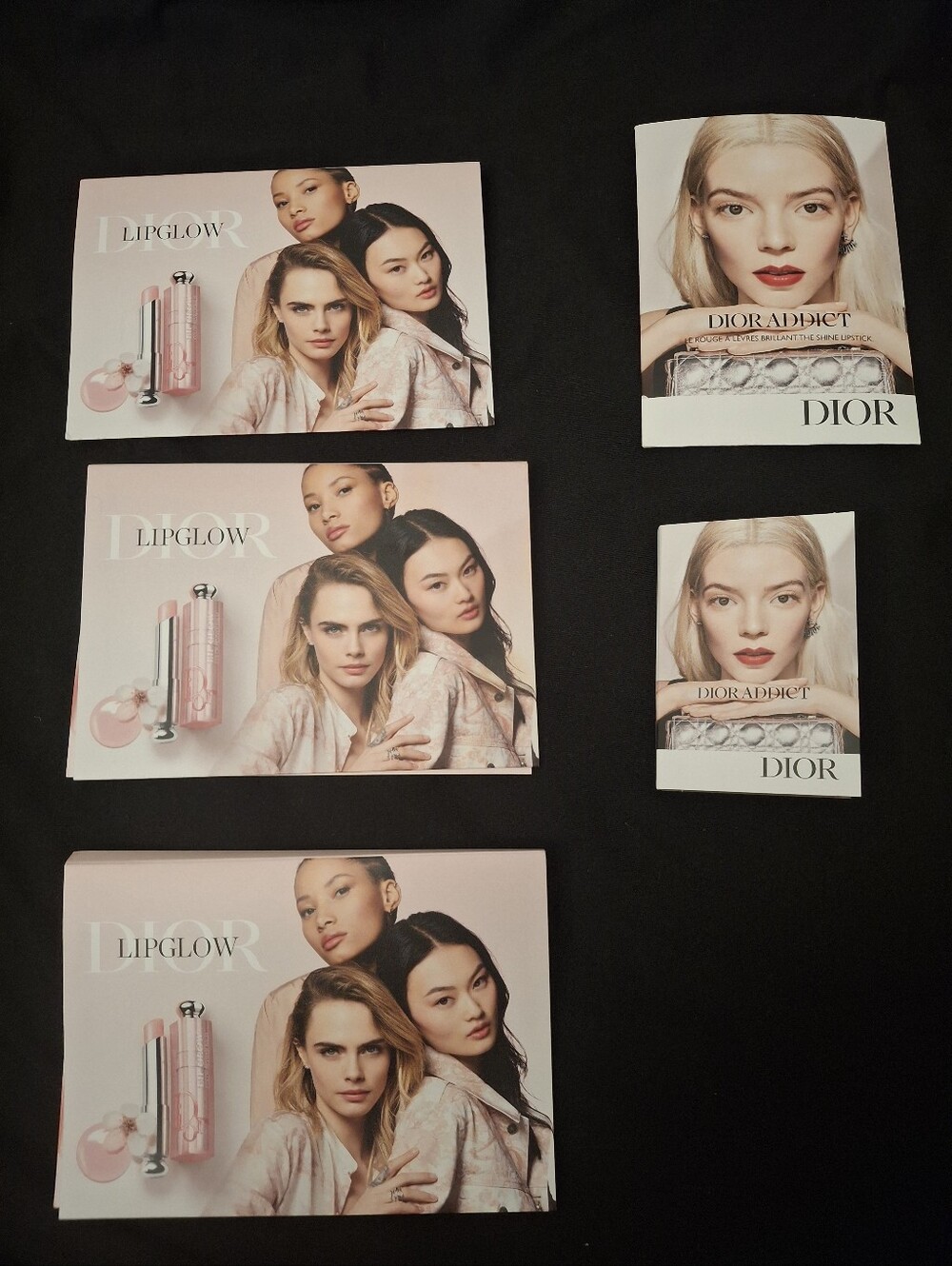Dior Sample Lip Color Cards- 5 Total Samples Lip Glow And Dior Addict